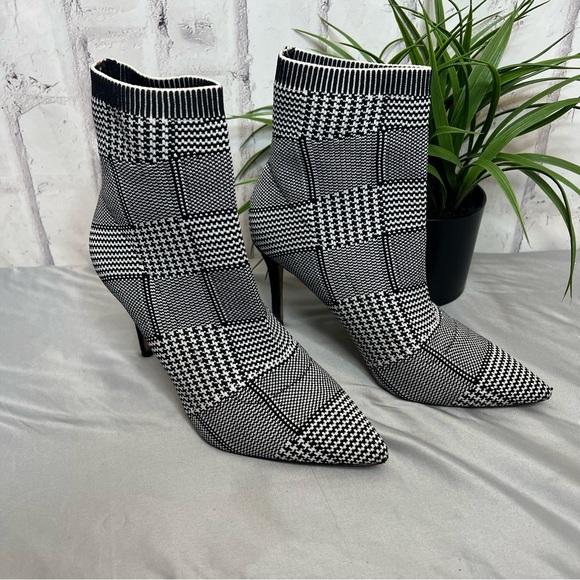 Something Navy Plaid sock boots 7 - Picture 3 of 9